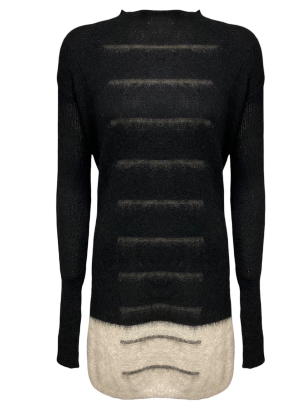 RICK OWENS BLACK / PEARL MASTODON COLLECTION MOHAIR AND WOOL KNIT DRESS
